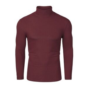 Burgundy Turtleneck Top Slim Fit Long Sleeve Pullover Turtle Neck Shirt